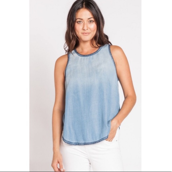Velvet Heart Tops - Denim/ Chambray Velvet Heart Tank Top (Stephanie)